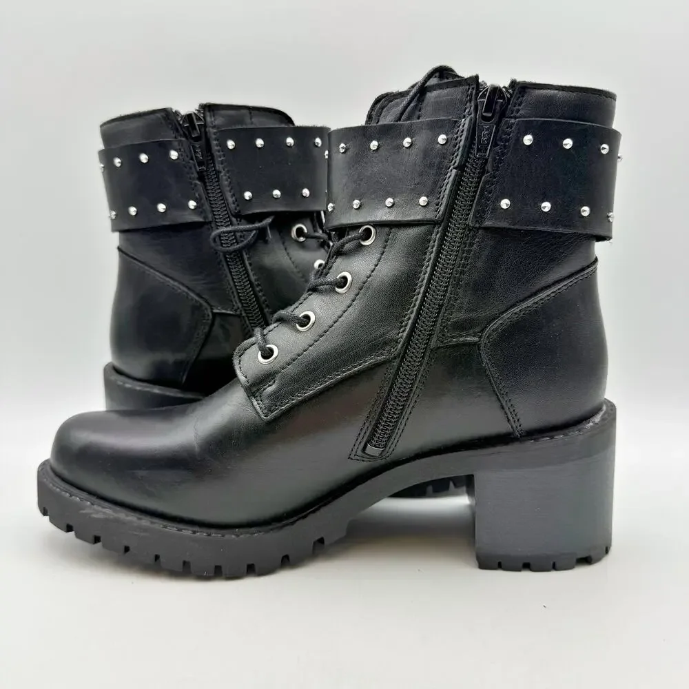 Eric Michael Womens Chase Boots EU 37 US 6.5-7 Black Leather Booties Heels EUC